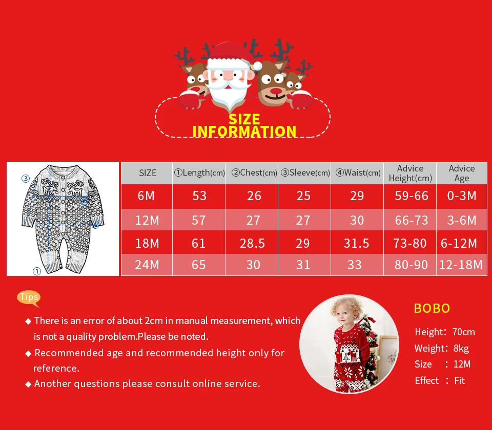 Детские комбинезоны; пижамы; зимние рождественские вязаные комбинезоны для новорожденных мальчиков и девочек; комбинезон с длинными рукавами для малышей; От 0 до 2 лет; детская одежда