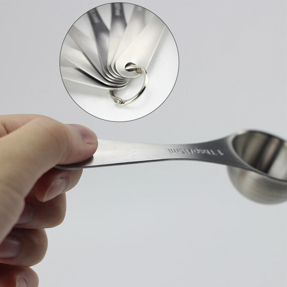 7 Pcs Kitchen Portable Stainless Steel Non Toxic Easy Clean Corrosion Resistant Accurate Ergonomic With Scale Measuring Spoon