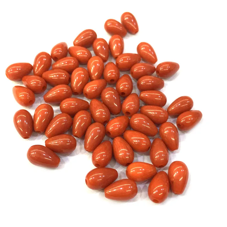 Natural coral Water drop shape Half hole beads for Making Jewelry DIY Stud earring accessories Loose Beads size 6x10mm | Украшения и