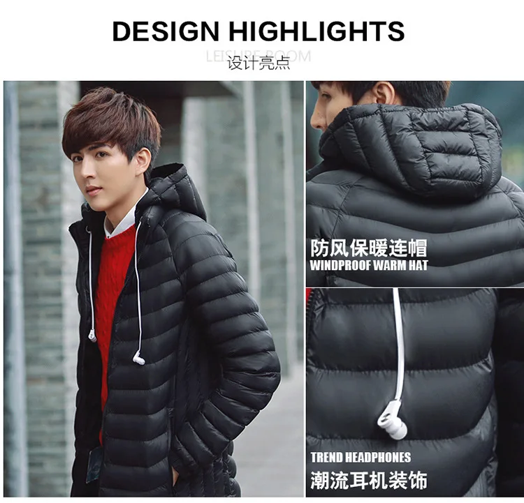 Winter New Style Men Thick Hooded Solid Color Cotton-padded Jacket down Jacket Cotton-padded Clothes Men's Large Size Casual Kor