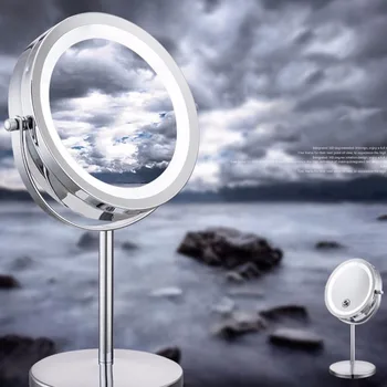 

HOT Portable Size 5X Magnification Facial Makeup Cosmetic Mirror Round Shape LED Light Women Desktop Makeup Mirror 2018 Hot New