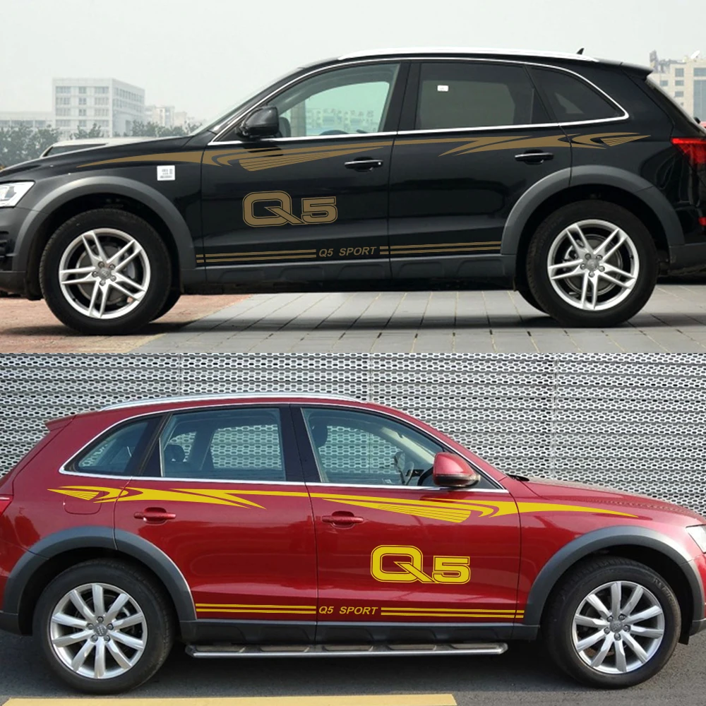 2 шт. для Audi Q5 наклейки для боковой двери автомобиля виниловая пленка авто Спорт Гонки наклейки светоотражающие украшение Стайлинг Тюнинг автомобиля аксессуары