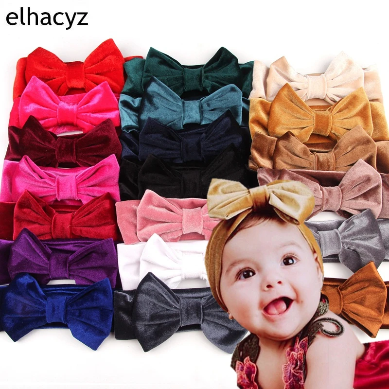 10pcs/lot Infantile Girls 5'' Soft Velvet Headbands Spring Headband