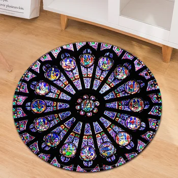 

Vintage Pattern Printed Carpet Computer Chair Pad Office Floor Mat Foot Pad Pray Round Floor Rug Living Room Bedroom Rug