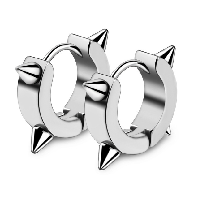 pair Classic Korean Punk Stainless Steel Ear Clip Earrings For Men Women Black No Pierced Fake Ear Circle New Pop Jewelry