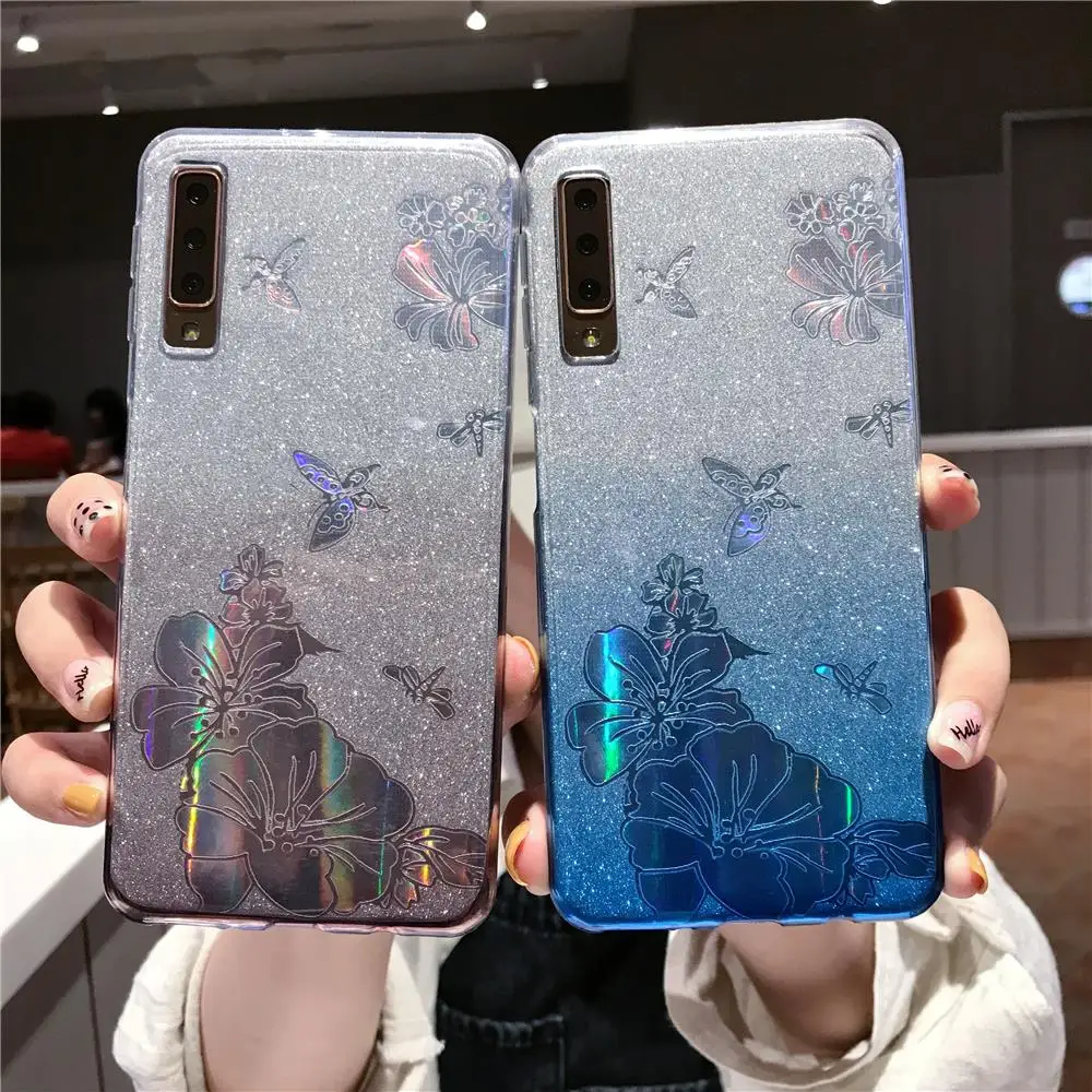 Gradient Buterfly Flower Glitter Case For Sony Xperia XZ4 XZ3 XZ2 XZ1 XZ X Z5 XA3 Ultra XA2 XA1 XA Cover Soft TPU Phone Cases |