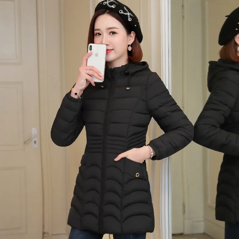 

2019 New Style Mid-length Cotton-padded Clothes Women's Korean-style Cotton-padded Jacket Large Size Thick Cotton Coat Women's S