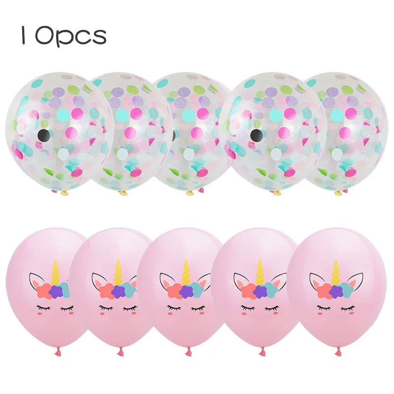 10pcs ballon 123 вечерние Единорог Рог ресницы уха Дети День рождения Единорог украшения детский душ DIY вечерние фоновые принадлежности - Цвет: 10pcs ballon