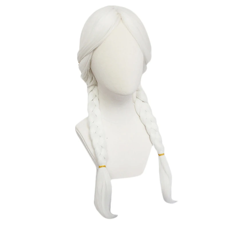 

Mama Coco Inspired Snow White Long Braided Synthetic Hair Cosplay Wig Pigtails with Long Inclined Bangs for Women
