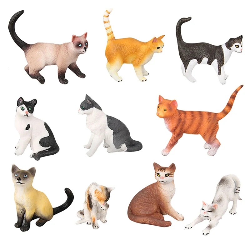 Simulation Mini Cat Animal Model Toys Small Plastic Figures Home Decor Figurine Decoration Accessories For Kids Toys
