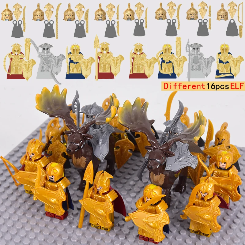 8pcs/lot The Elves Soldier Orcs Army Figures LOTR Armor Guard Warrior Archer Medieval Knights  Building Blocks Bricks toys gifts 2