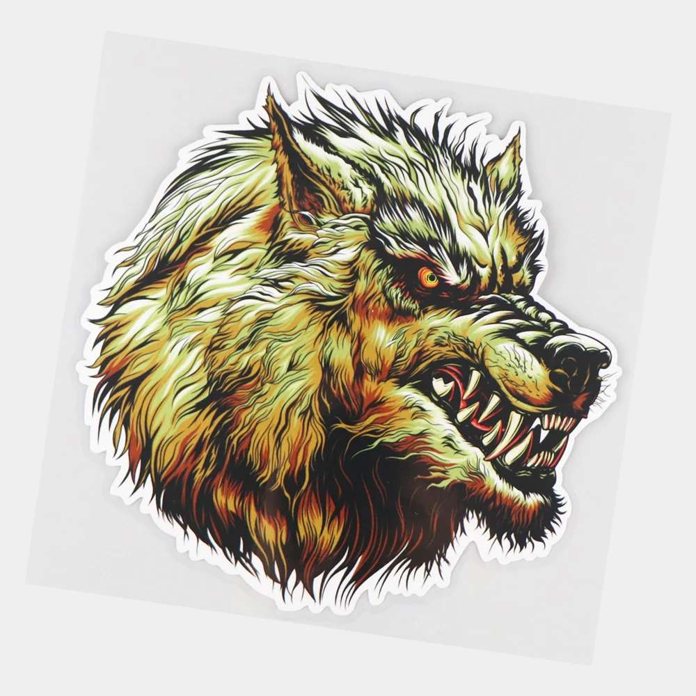 

JuYouHui Exterior Accessories Decal Fierce Wolf Head Funny Cartoon Body Decoration Scratch Cover Car Sticker