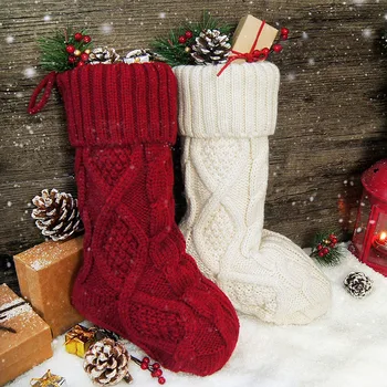 

Christmas Stockings, 6 Pack 15 Inches Small Size Cable Knit Knitted Xmas Rustic Personalized Stocking Decorations for Family Hol