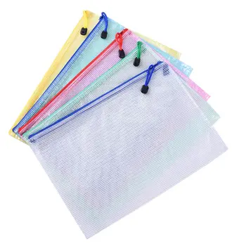 

A4 Size Mesh Document File Bags Storage Pouch with Zipper for Cosmetics Offices M2EC