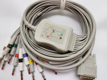 

Compatible Nihon Kohden ecg/ekg cable with 10 leads banana end IEC standard,for ECG-1250,ECG-1350, ECG-9101/9130/9132/9620