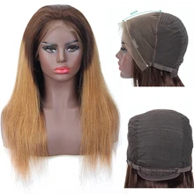 13x4 глубокая часть кружева передние человеческие волосы парики прямой парик, окрашенный Омбре бразильские нереми человеческие волосы предварительно сорванные с волосами младенца