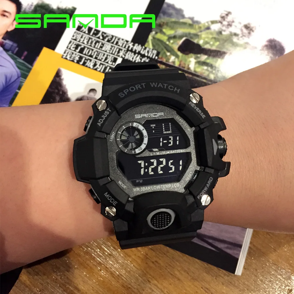

Outdoor Sports Digital Watch Army Military Ring Hour Display Watch Fashion Sport Watch Men Black Ring Luminous Electronic Clock