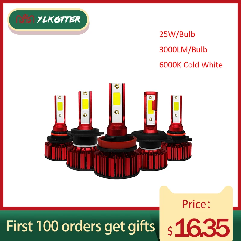 YLKGTTER 200 м светильник 2x3000лм автомобильный головной светильник для внедорожника MPV грузовика H4/9003/HB2 H7 H8/H9 легкий в установке 2X25 Вт светодиодный головной светильник