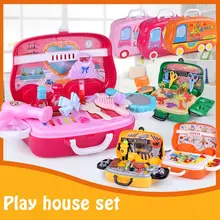 Детская ролевая игрушка портативная коробка для хранения ролевые игры Набор игрушек доктор игрушка/фрукты овощи Динозавр/ремонтный набор инструментов набор игрушек