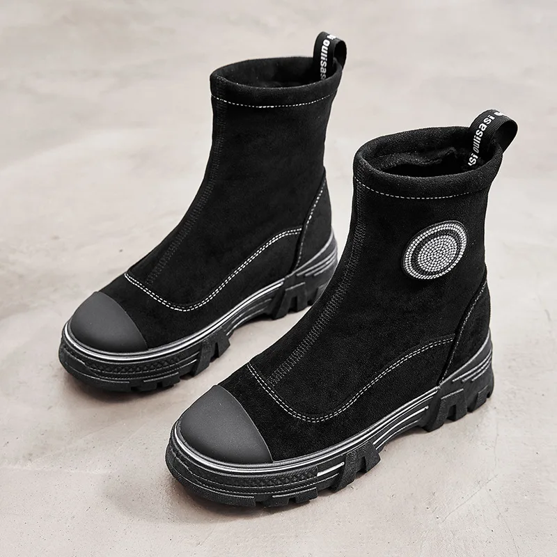 

2019 Winter Women's Martin Boots Warm plus Velvet Outdoor Short Boots Student Korean-style Cotton-padded Shoes Foot Covering Wom