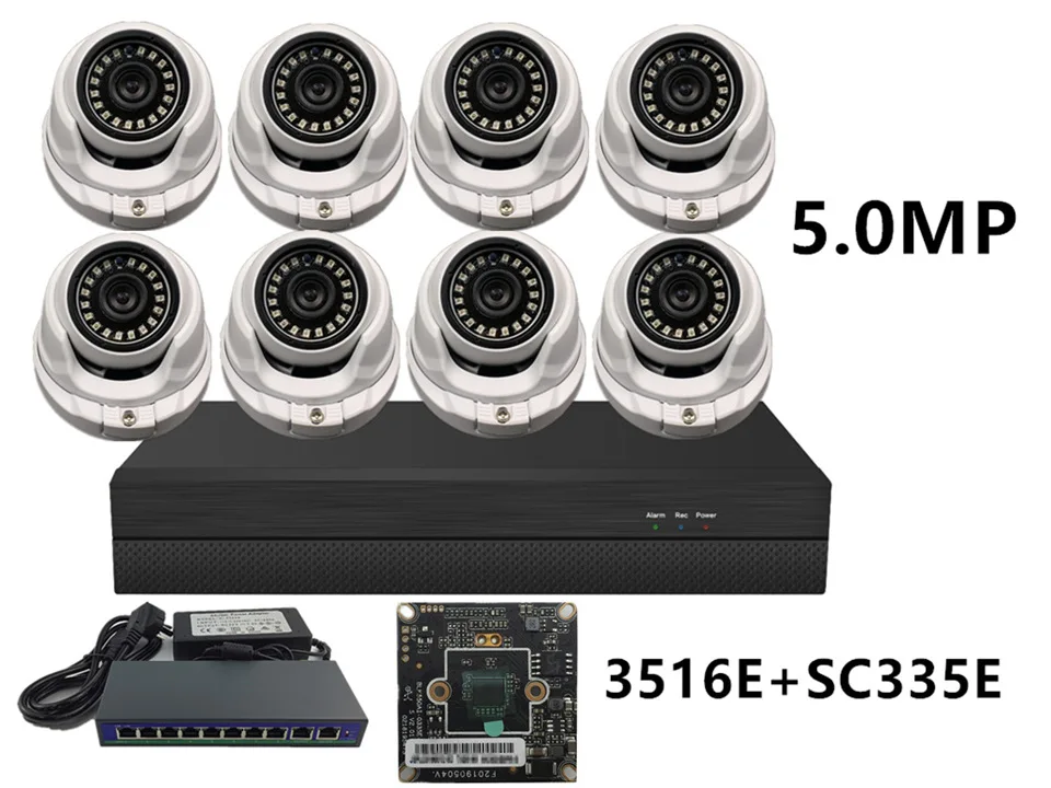 8CH/4CH 5.0MP 4.0MP 3.0MP 2.0MP безопасности комплект 2592*1944 2560*1440 XM550+ SC335E NVR 48V коммутатор питания через ethernet H.265 ONVIF CMS XMEYE P2P облако - Цвет: 5.0MP 8CH KIT