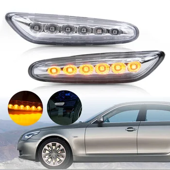 

2pcs Car Clear Lens Amber LED Front Side Marker Light Turn Signal Lamp For BMW 1 3 5 Series E81 128i 135i E90 325i E60 525i