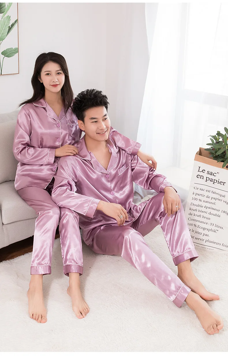 silk pajama pants Couple Sleepwear Pajamas Suit Intimate Lingerie Sexu Autumn New Sleep Set Nightwear Home Clothing Casual Homewear Nightgown buffalo plaid pajama pants