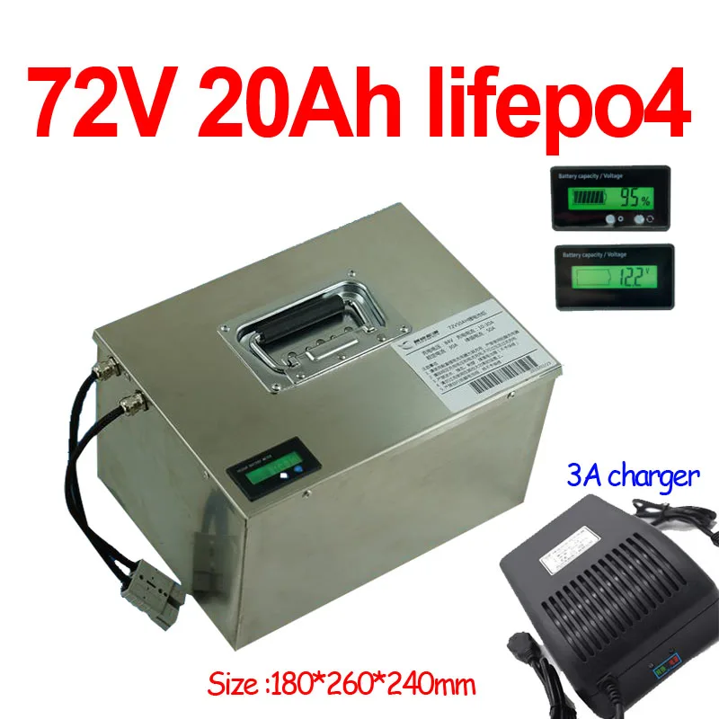 

GTK lithium 72v 20Ah lifepo4 battery Lithium iron phosphate deep cycle for 3000w bike scooter Tricycle motorcycle + 3A charger