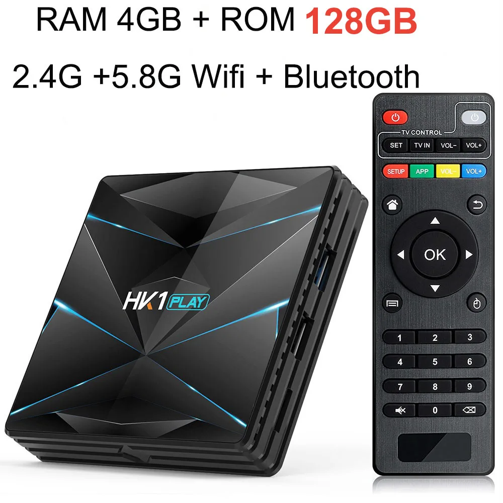 4G 128G IR Remote Части ТВ коробка 4 K Android 9 ТВ коробка HK1 супер RK3318 4 ядра ARM проигрыватель Google DDR4 4G 128G 2,4G/5G, Wi-Fi, Декодер каналов кабельного телевидения ТВ приемник - Цвет: 4G 128G IR Remote