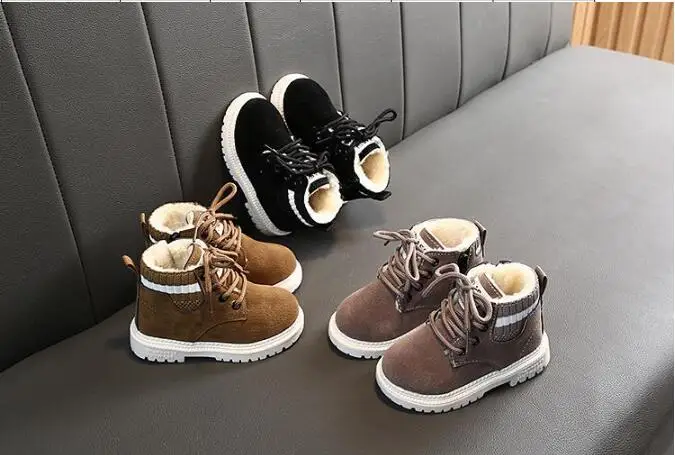 Winter Warm Child Snow Boots Shoes Plush Thicker Sole Boys Girls Snow Boots Shoes Size 21-30 Baby Toddler Shoes