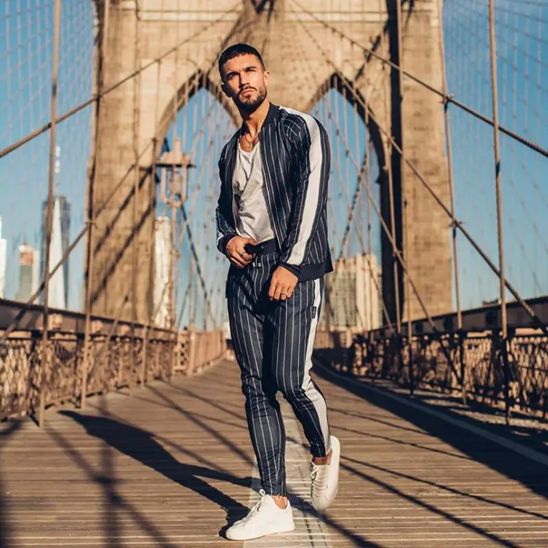 Flash Sale 2019 Men's sportswear suit sweatshirt tracksuit muscle Fitness casual active Zipper outwear training clothes men sets