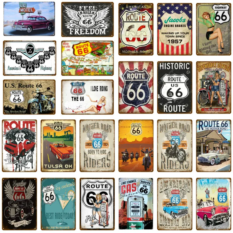 

Mother Road Born To Ride Metal Tin Signs For Pub Bar Club Garage Home Decor Wall Art Plaque American Historic Route 66 Poster