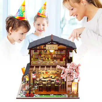 

Japanese-style DIY Dollhouse Kit 3D Assembled Sushi Shop Handmade House Mini Cabin For Christmas Birthday Valentine's Day Gift