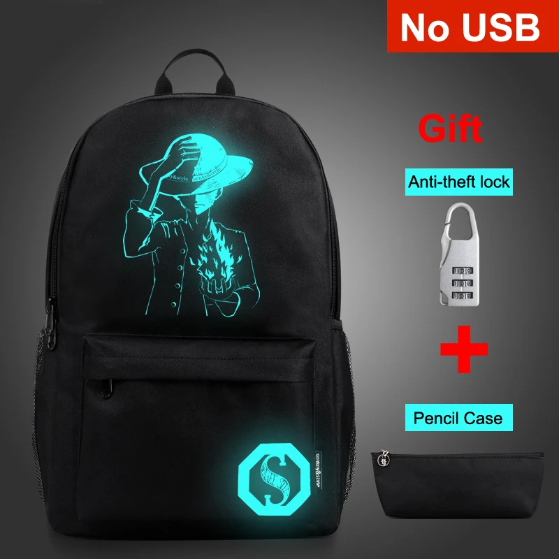 Мужской Светящийся рюкзак, школьная сумка с usb зарядным портом, Противоугонный рюкзак для ноутбука, рюкзак для мальчиков и девочек, Подростковая большая Вместительная дорожная сумка - Цвет: no usb 4