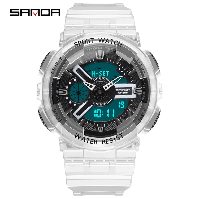 SANDA G Stijl mannen Horloges Водонепроницаемый светодиодный Спорт Horloge Vrouwen S Shock Paar Horloges reloj hombre relogio masculino Klok - Цвет: women black