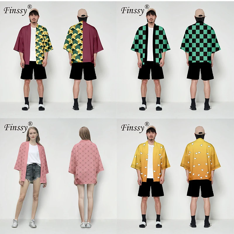 

8 sizes Demon Slayer Kimetsu no Yaiba Kamado Tanjirou Zenitsu Tomioka Giyuu Kamado Nezuko Kimono Adult T-shirt Cosplay Costume