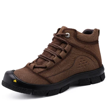 

2019 winter Casual Shoes Men Leather handmade vintage High Tops Male boots plus Velvet Warm sneakers hombres plus sizes 46 *5899