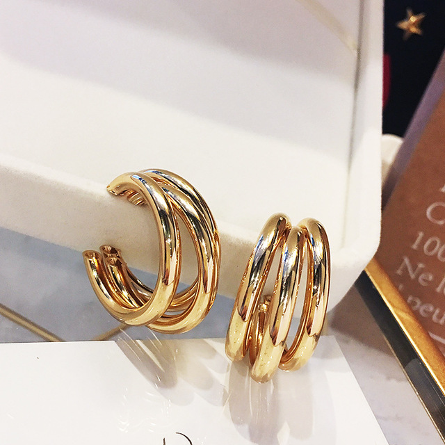 Minimalist Gold/Silver Color Round Earrings for Women Trendy Geometric Hoop Statement Earrings Party Fashion Jewelry Gift
