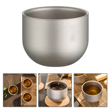 

150ml pure titanium teacup double-layer thermal insulation anti-hot domestic outdoor titanium teacup coffee cup office 35DC26