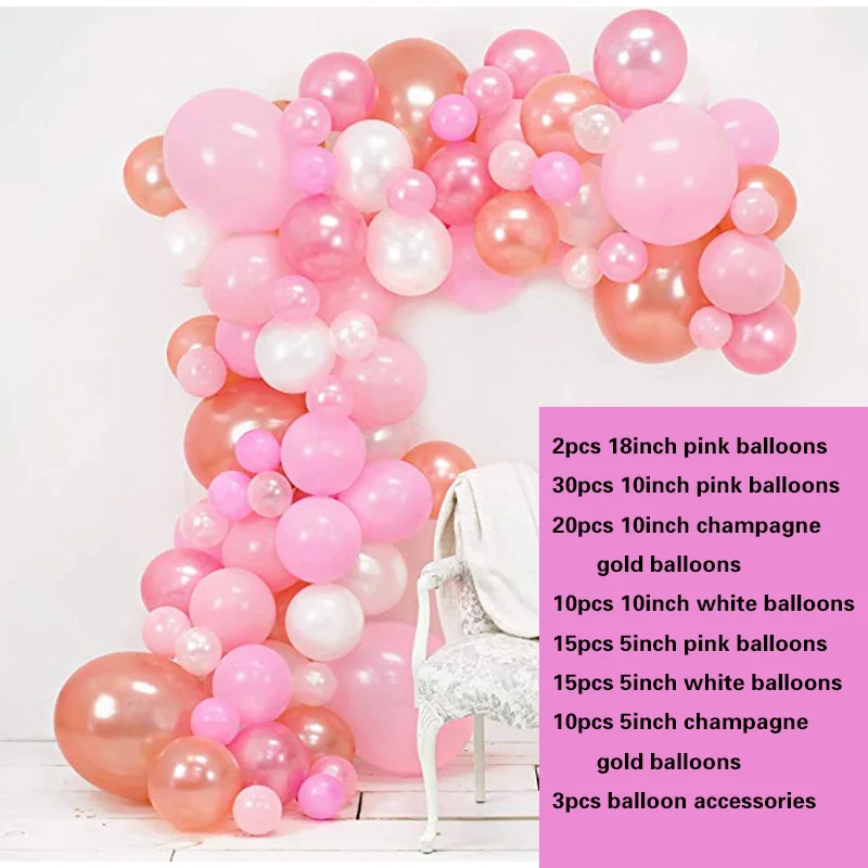101 шт воздушные шары-гирлянды арочный комплект белого, серебряного, розового, золотого цвета для девочек, детские украшения для дня рождения, вечеринки