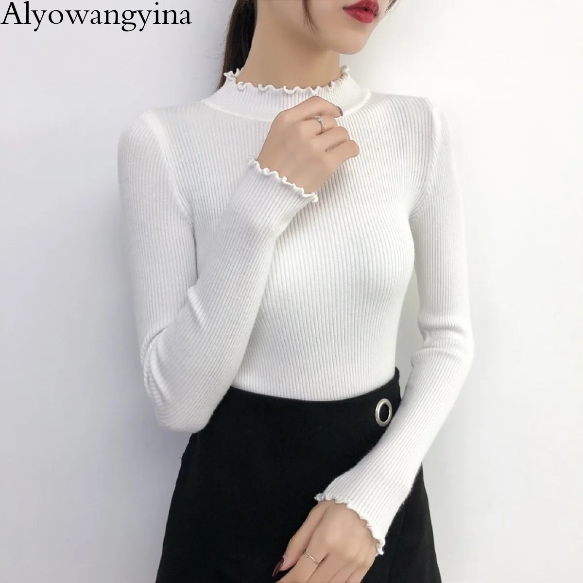 As photo Женский кашемировый вязаный свитер AlyowangyinaSweater осень-зима, Женский пуловер, женская Трикотажная майка, джемпер для женщин b58 - Цвет: As photo
