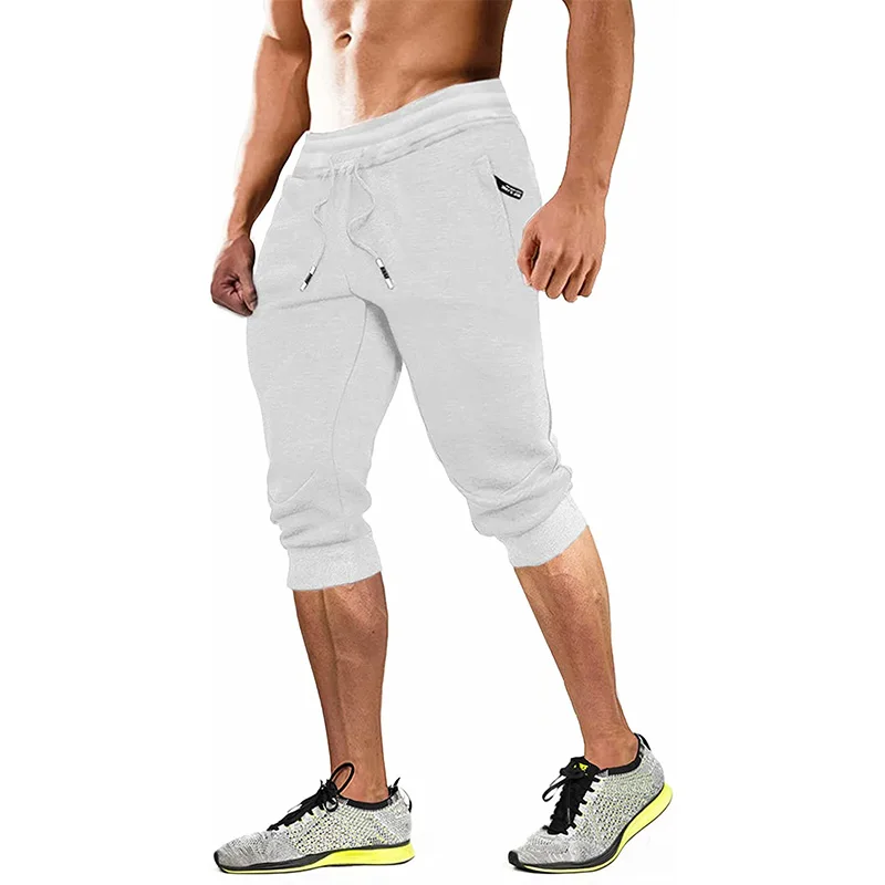 MAGCOMSEN Summer Jogger Men Sport Pants with Zip Pocket Gym Training Fitness Drawstring Sweatpants Below Knee Tracksuit Trousers 10