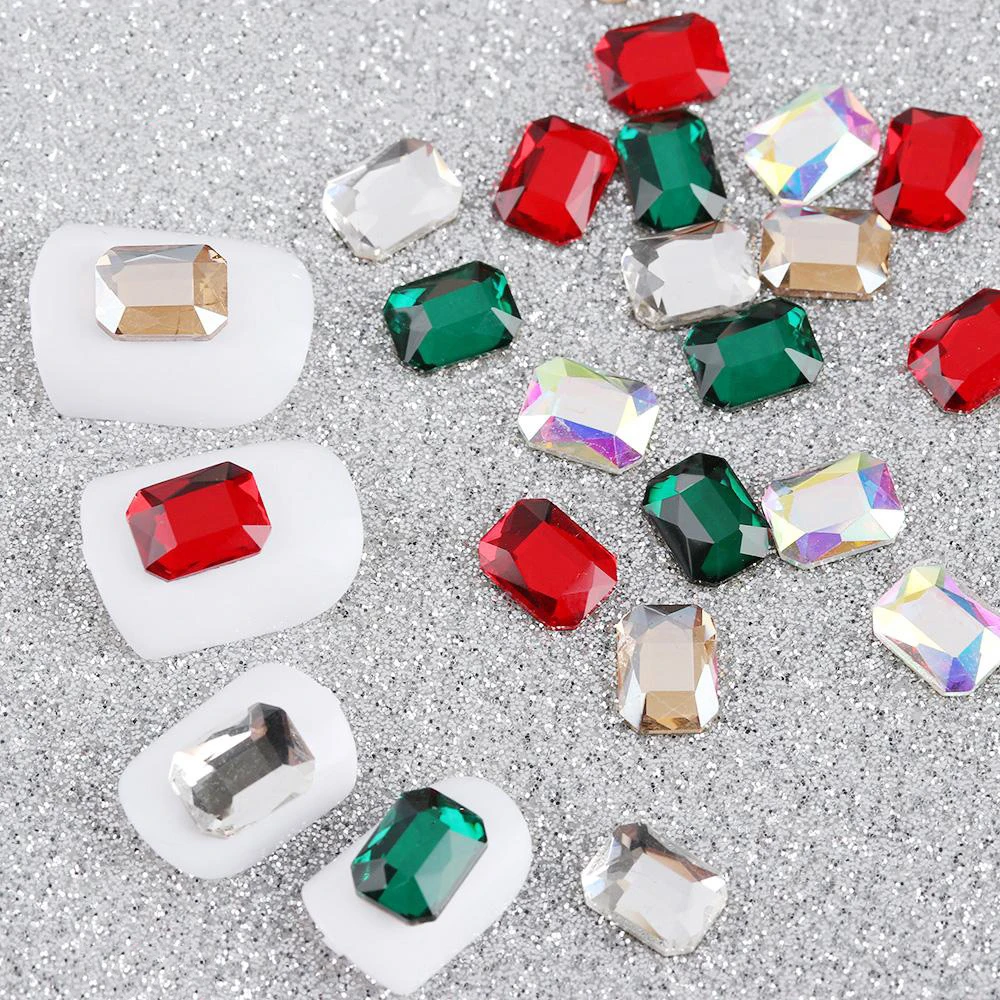 

1pcs 6x8mm Glass Nail Rhinestone 3D Nail Jewelry Crystal Manicure Decoration Octagonal Teardrop Shape Nail Art Nail Drills