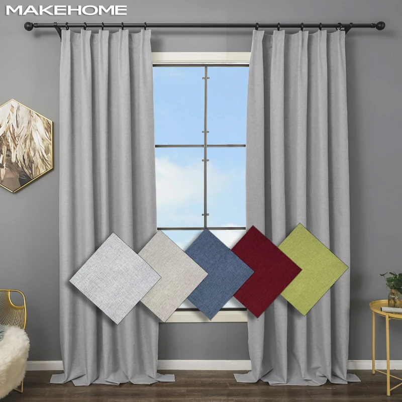 Современные льняные шторы MAKEHOME для гостиной 100% светонепроницаемые занавески