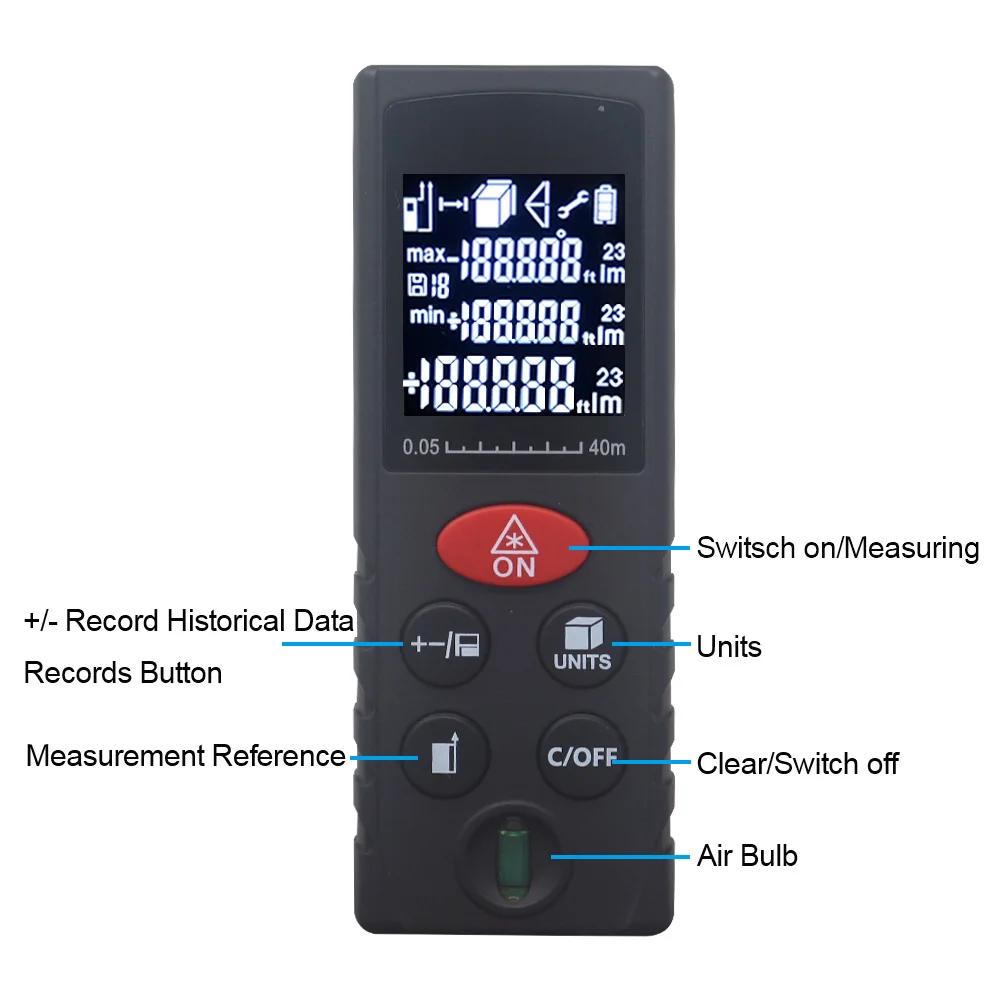 Ketotek Laser Rangefinder Distance Meter 40m 60m 80m 100m Level Area Volume Measuring Gauge Tape Range Finder Ketotek Laser Rangefinder Distance Meter 40m 60m 80m 100m Level Area Volume Measuring Gauge Tape Range Finder