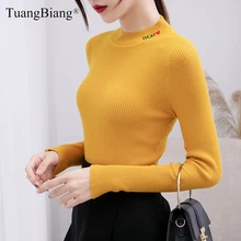 ##Special Price Winter Lady Knit Love Embroidery Sweater Elegant Women Long Sleeve Yellow Pullovers Turtleneck Slim Autumn Tops Soft jumper 2019 ##Special Price Winter Lady Knit Love Embroidery Sweater Elegant Women Long Sleeve Yellow Pullovers Turtleneck Slim Autumn Tops Soft jumper 2019
