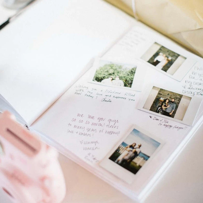 Personalized Marble Cover Wedding Guest Book Alternative Guestbook Floral Flower Any Languages Photo Album Calligraphy