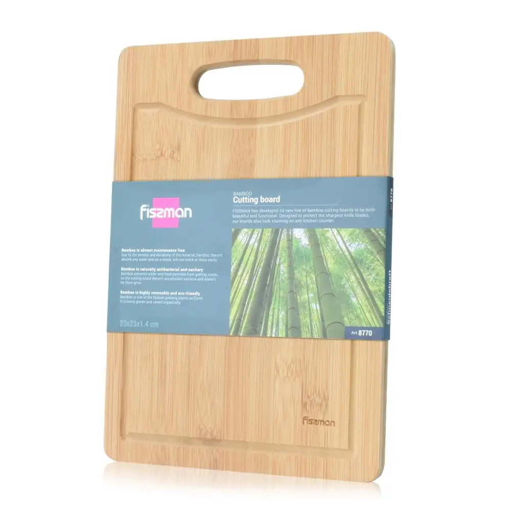 FISSMAN Rectangle Bamboo Cutting Board with Polish Handle Eco-friendly Chopping Block | Дом и сад
