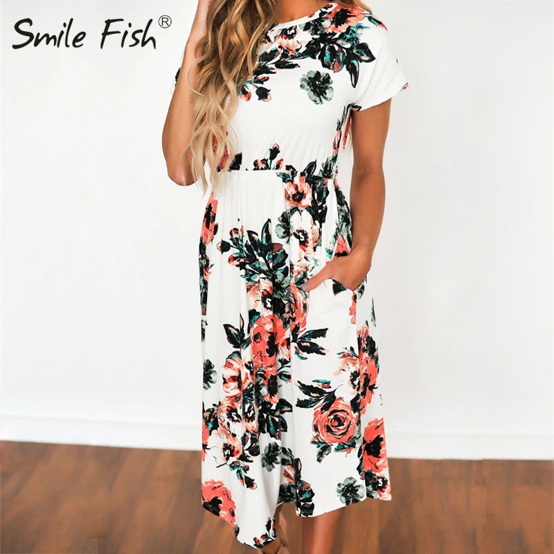 Женское платье с цветочным принтом коротким рукавом и рукавом|vestidos plus|dress loosefloral