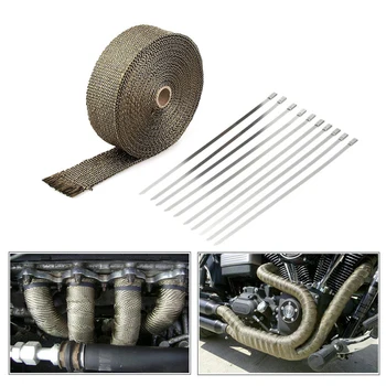 

1 PC Exhaust Heat Wrap Downpipe Heat Insulated High Temp Resistant With Stainless Steel Ties For Car